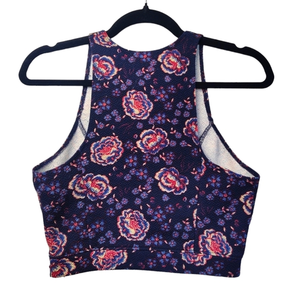 Hollister Purple Floral Print Quilted Sleeveless Crop Tank Top‎ Size Small - Picture 2 of 9